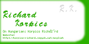 richard korpics business card